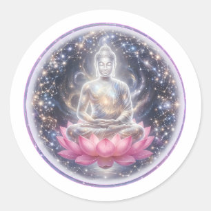 Sukiti Peaceful Lotus Meditation Art Decal Classic Round Sticker