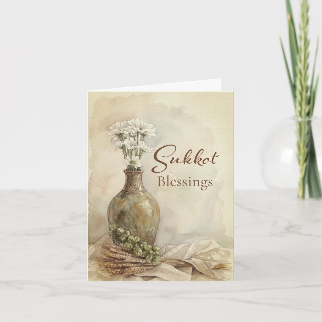 Sukkot Harvest Blessings Card (Front)