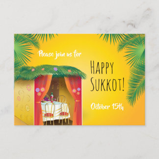 Sukkot Party Sukkah Lulav & Etrog Watercolor Invitation