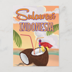 Sulawesi Indonesia vintage style travel poster Postcard