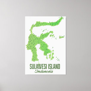 Sulawesi island Indonesia map Canvas Print