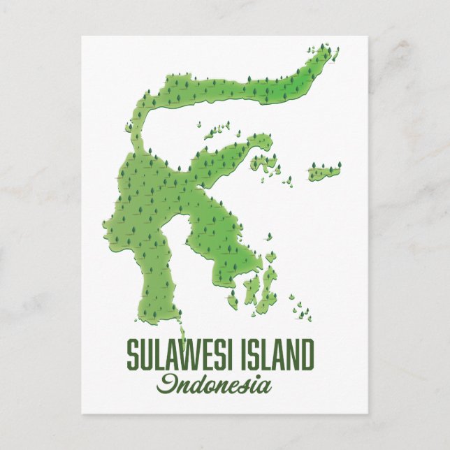 Sulawesi island Indonesia map Postcard (Front)