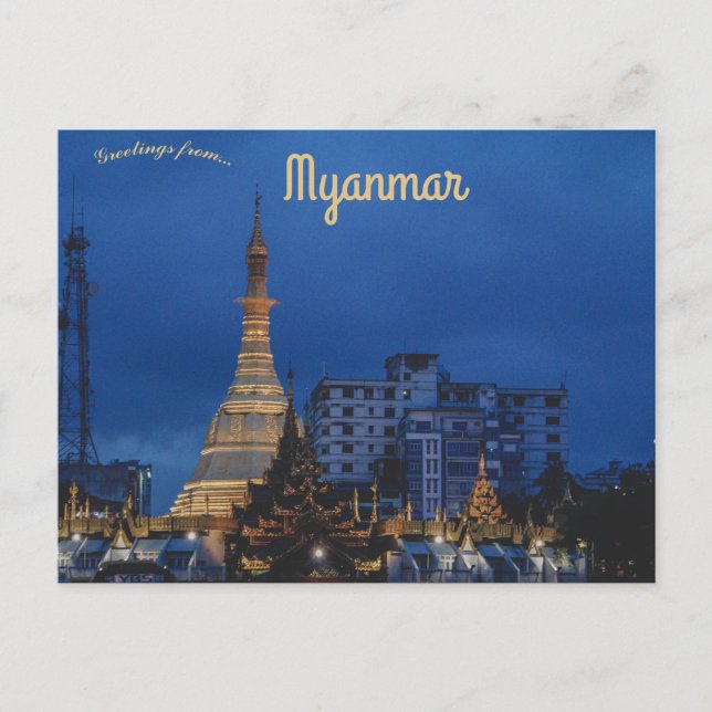 Sule Pagoda in Downtown Yangon Myanmar Burma Postcard (Front)