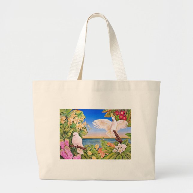 Sulfer-crested Cockatoos Large Tote Bag (Front)