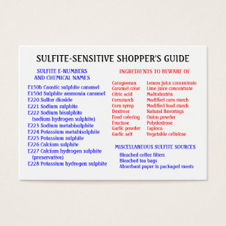 Sulfite-Free Shopper's Guide - Chubby Card