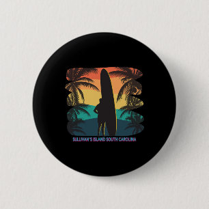 Sullivan's Island South Carolina Sc Palm Tree Surf 6 Cm Round Badge