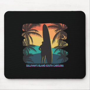 Sullivan's Island South Carolina Sc Palm Tree Surf Mouse Pad