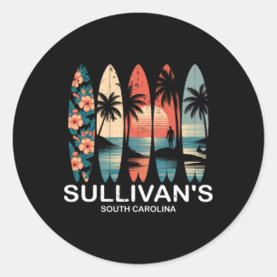 Sullivan's South Carolina Surfboard Surfing Retro Classic Round Sticker