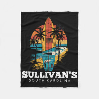Sullivan's South Carolina Surfboard Surfing Retro Fleece Blanket