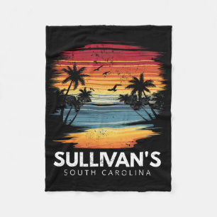 Sullivan's South Carolina Surfboard Surfing Vintag Fleece Blanket