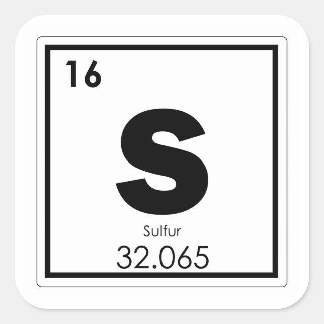 Sulphur chemical element symbol chemistry formula  square sticker (Front)