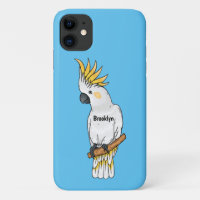 Sulphur-crested cockatoo bird cartoon illustration