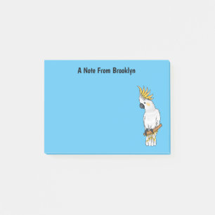 Sulphur-crested cockatoo bird cartoon illustration post-it notes