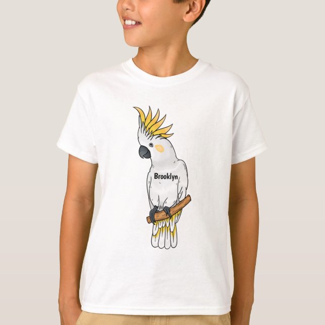 Sulphur-crested cockatoo bird cartoon illustration T-Shirt (Front)