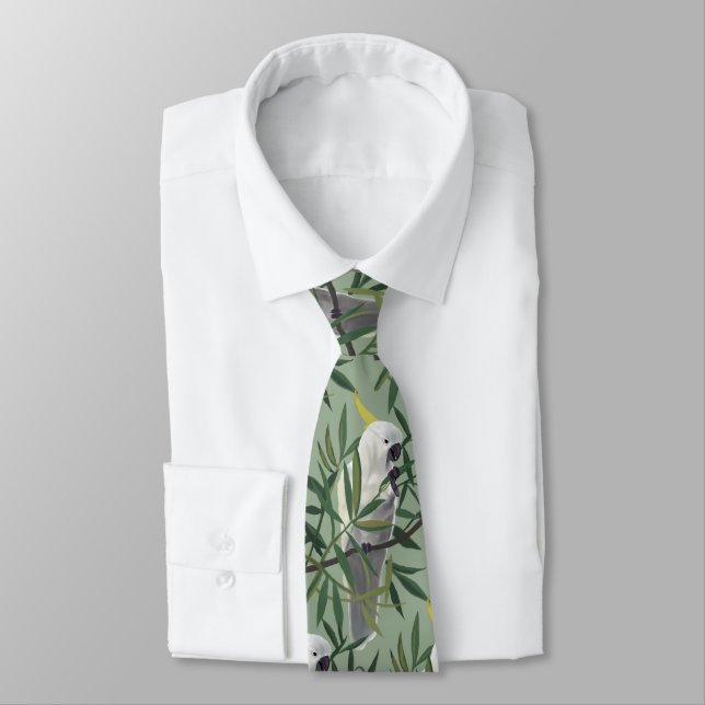 Sulphur-Crested Cockatoo in Tree Illustration Tie (Tied)