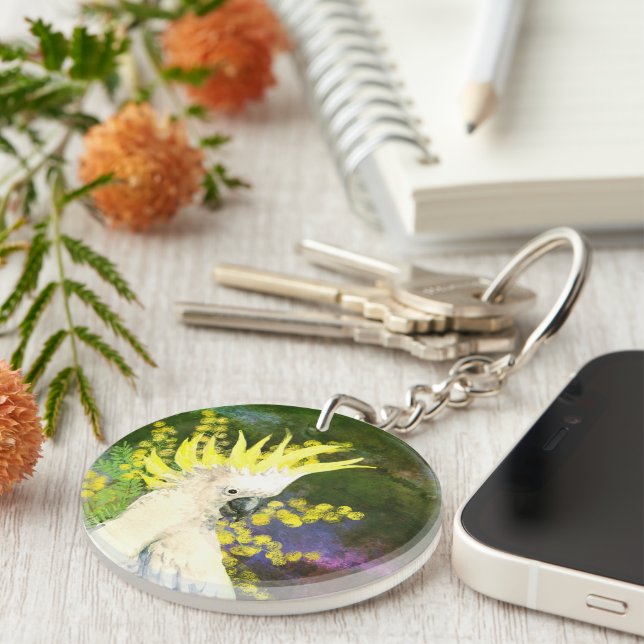 Sulphur crested cockatoo Parrot  Key Ring (Front Right)