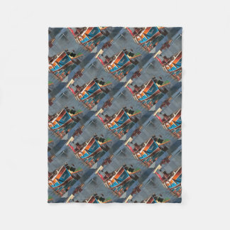 Sultan Taxi Boat Marmaris Nautical Art Fleece Blanket
