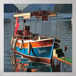 Sultan Taxi Boat Marmaris Nautical Art Poster