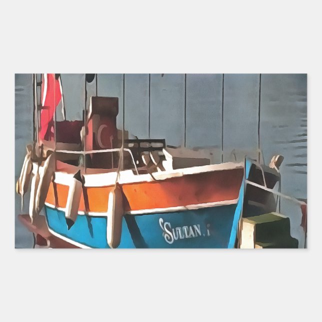 Sultan Taxi Boat Marmaris Nautical Art  Rectangular Sticker (Front)