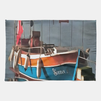 Sultan Taxi Boat Marmaris Nautical Art Tea Towel