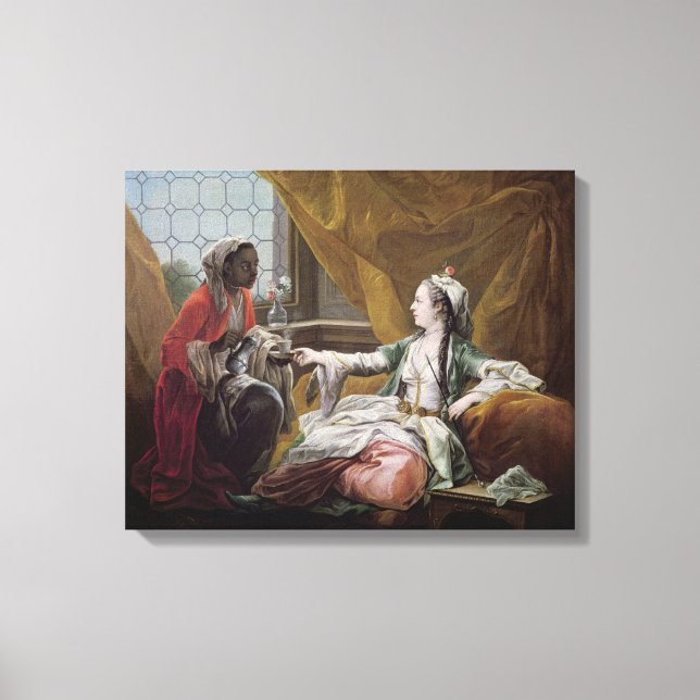 Sultana being offered coffee by a servant canvas print (Front)