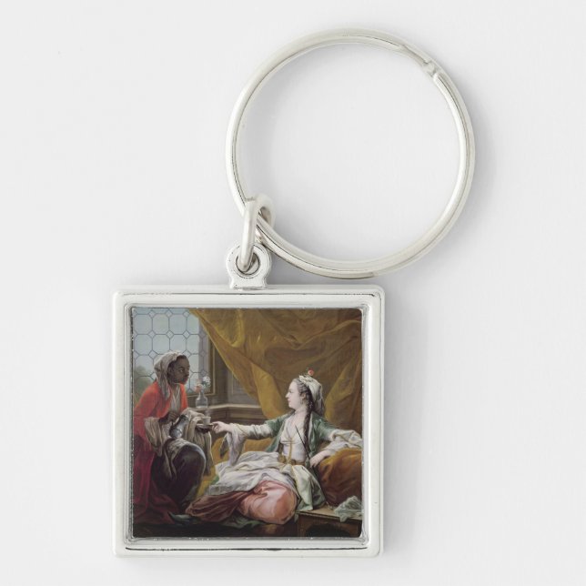 Sultana being offered coffee by a servant key ring (Front)