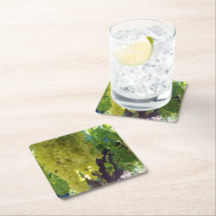 Sultana Grapes On A Grape Vine,  Square Paper Coaster