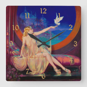 Sultana the Arabian Sultan's Concubine 1925 Square Wall Clock