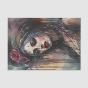 Sultry Colourful Red Lips Woman Decoupage Paper