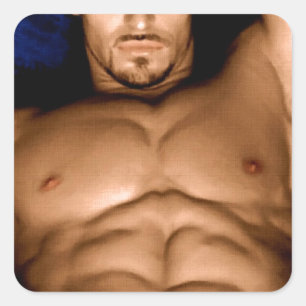 Sultry Man on Bed - original painting Square Sticker