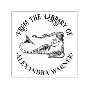 Sultry Mermaid Siren Resting Library Book Name Self-inking Stamp