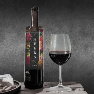 Sultry Nights Floral Wedding Cheers to Love ID829 Bottle Tag