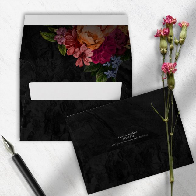 Sultry Nights Floral Wedding ID829 Envelope (Interior/Back In Situ)