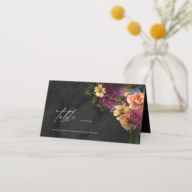 Sultry Nights Floral Wedding Table ID829 Place Card (Front)