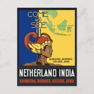 Sumatra, Borneo, Celebs, Java, Netherland India Postcard