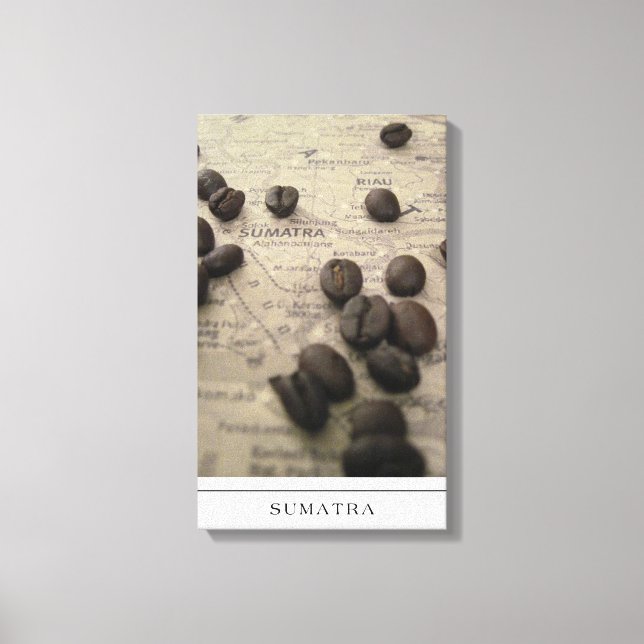 Sumatra Map with Coffee Beans on canvas Print (Front)