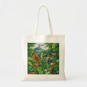 Sumatra Rainforest Wildlife, Volcano & Rafflesia Tote Bag