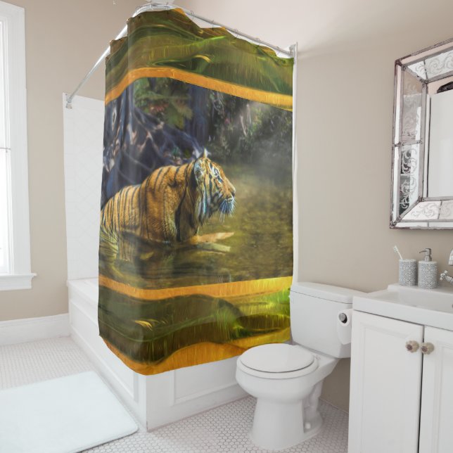 Sumatra Tiger LIGHT OF THE TIGER Shower Curtain (In Situ)