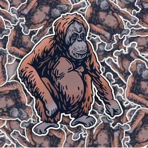 Sumatran Orangutan Animal   Die-Cut Sticker