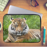 Sumatran Tiger Wildlife Photo Laptop Sleeve<br><div class="desc">Protect your computer laptop with this zippered sleeve that features the photo image of a gorgeous Sumatran Tiger,  an endangered animal species. Back of sleeve is black. Select your laptop sleeve size.</div>