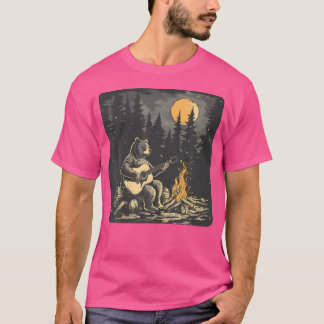 Sumer Camp Bear Singing Around Campfire Bears Love T-Shirt