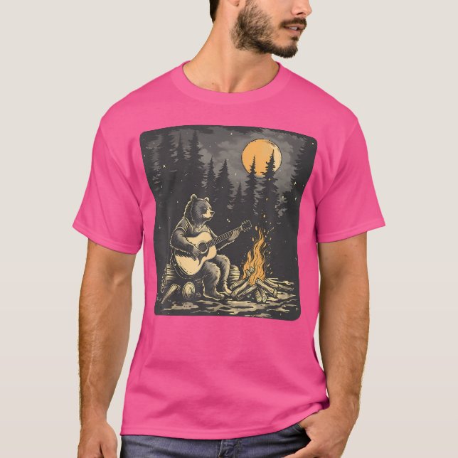 Sumer Camp Bear Singing Around Campfire Bears Love T-Shirt (Front)