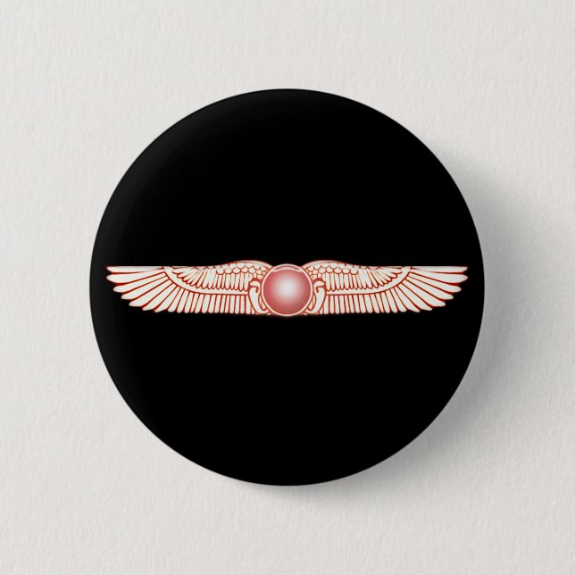 Sumerian Anunnaki Winged Sun Disc 6 Cm Round Badge (Front)