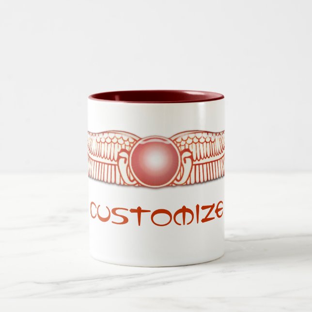 Sumerian Anunnaki Winged Sun Disc Two-Tone Coffee Mug (Center)