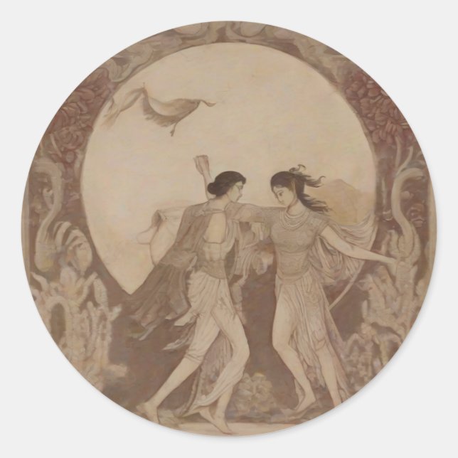 Sumerian Marriage in the Autumn Moon Classic Round Sticker (Front)
