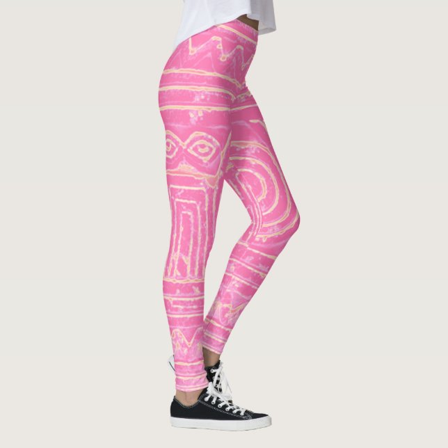 Sumerian Mesopotamian Pattern Pink Leggings (Right)