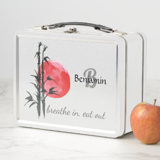 Sumi-e Bamboos With Red Sun Metal Lunch Box
