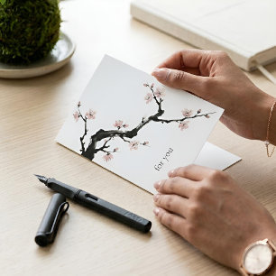 Sumi-E Ink Cherry Blossom Custom Mothers Day Holiday Card