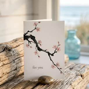 Sumi-E Ink Cherry Blossom Gentle Mothers Day Holiday Card