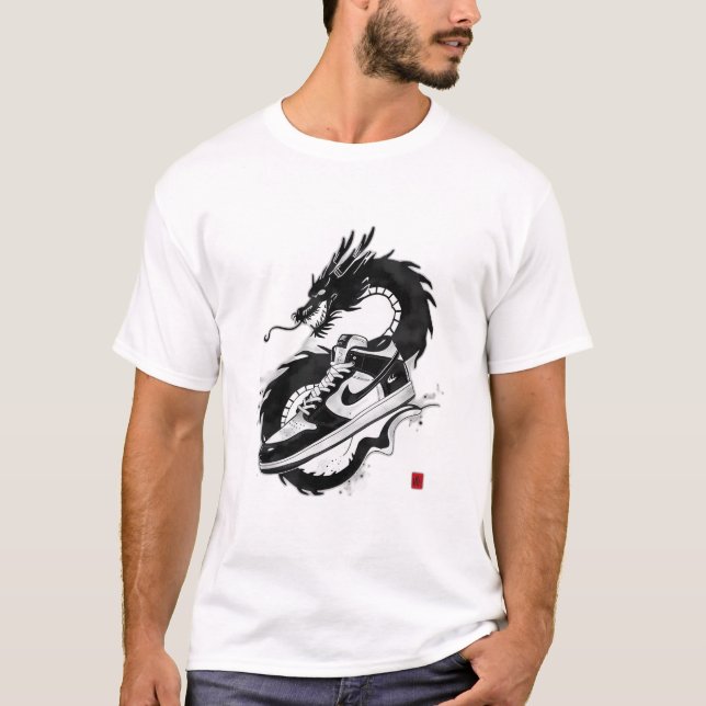 Sumi-e Ink Wash Sneaker Art T-Shirt (Front)